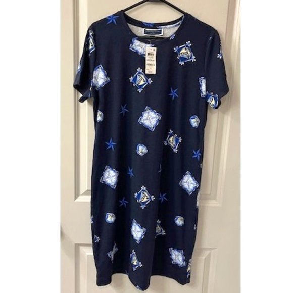 NWT Karen Scott Nautical Themed T-Shirt Dress Sz Med - Picture 1 of 7